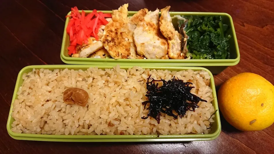 あさり釜めしとポークピカタ弁当|りょーさん