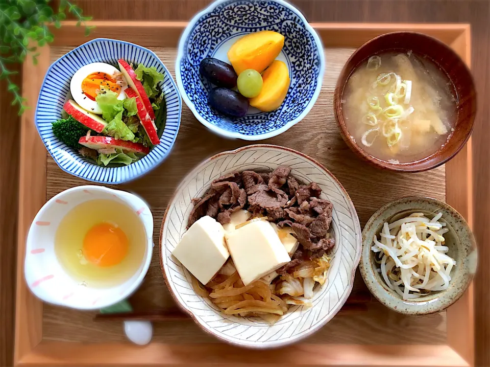 Snapdishの料理写真:お家ですき焼き定食|ゆみさん