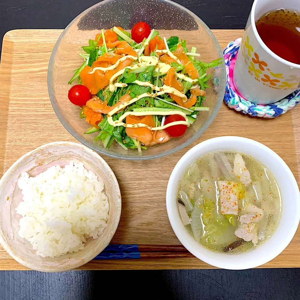 サーモンと水菜の味噌マヨサラダ|ちかさん