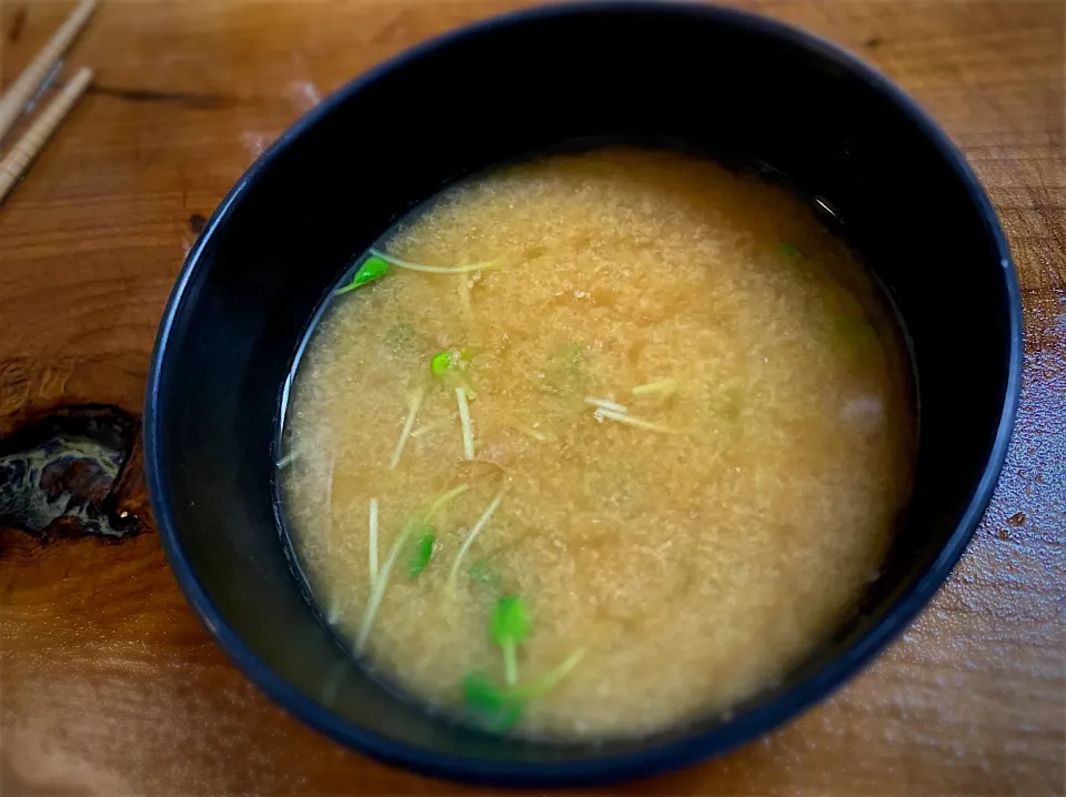 Snapdishの料理写真:納豆とカイワレの味噌汁|名状しがたいゴミムシのようなものさん