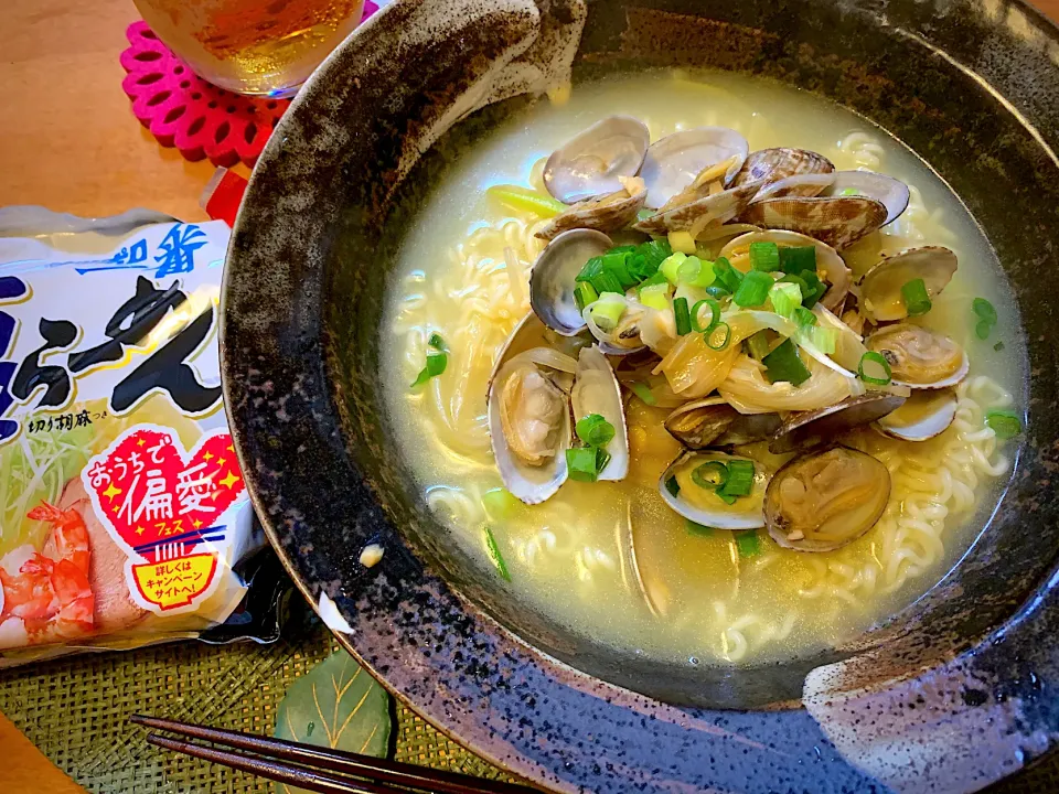 Snapdishの料理写真:めるぼちゃまが前にupしてたサッポロ一番塩ラーメンでボンゴーレ🍜|fu♡さん