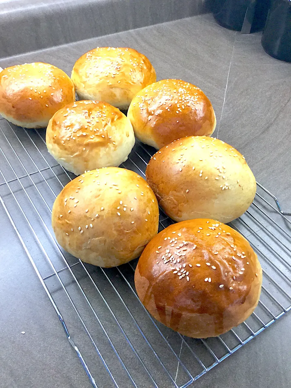 Snapdishの料理写真:Sesame seed hamburger buns|ninja kittyさん