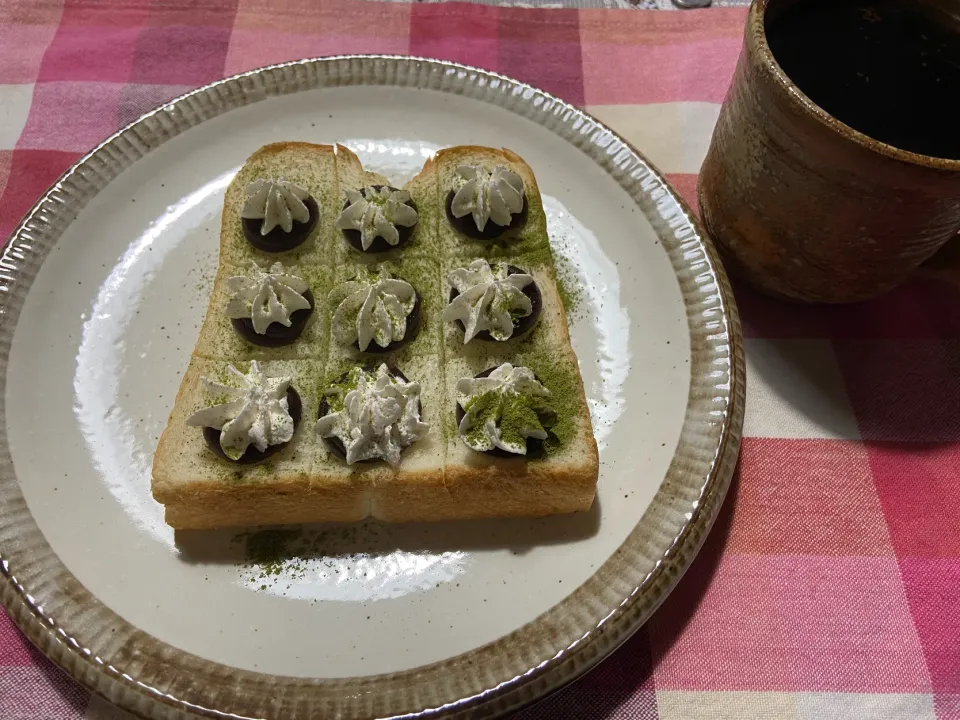 抹茶あんトースト|ハルのただ飯さん