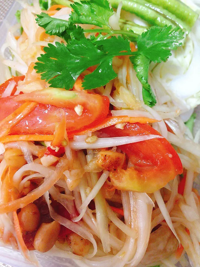 Papaya salad by Sammyshinethaitea , Thai chef in Manila,PH|Popさん