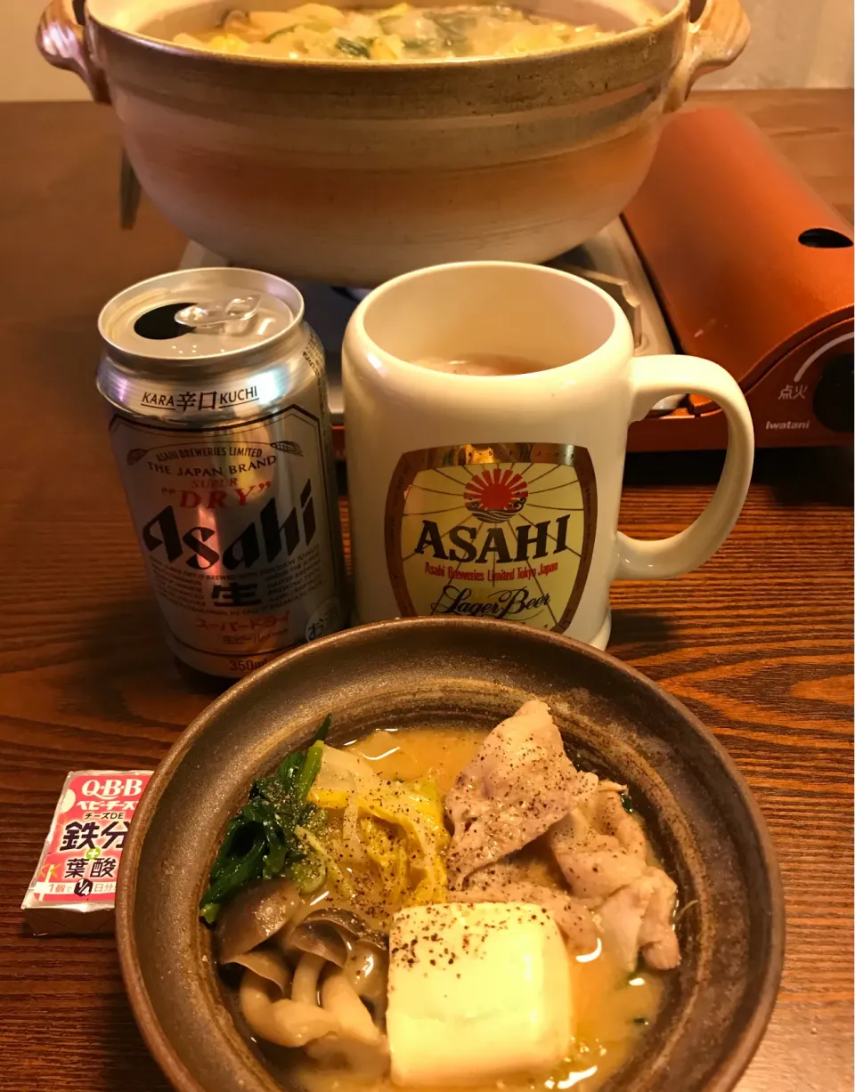 胡麻味噌鍋とスーパードライ|sanaeさん