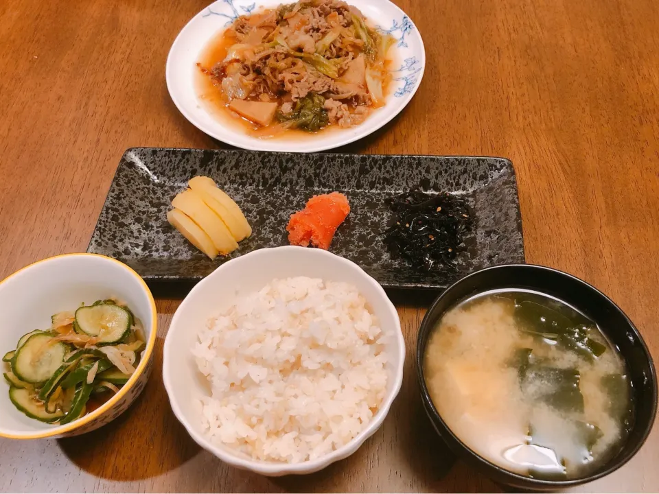 Snapdishの料理写真:肉野菜炒め定食スリー|薫子さん