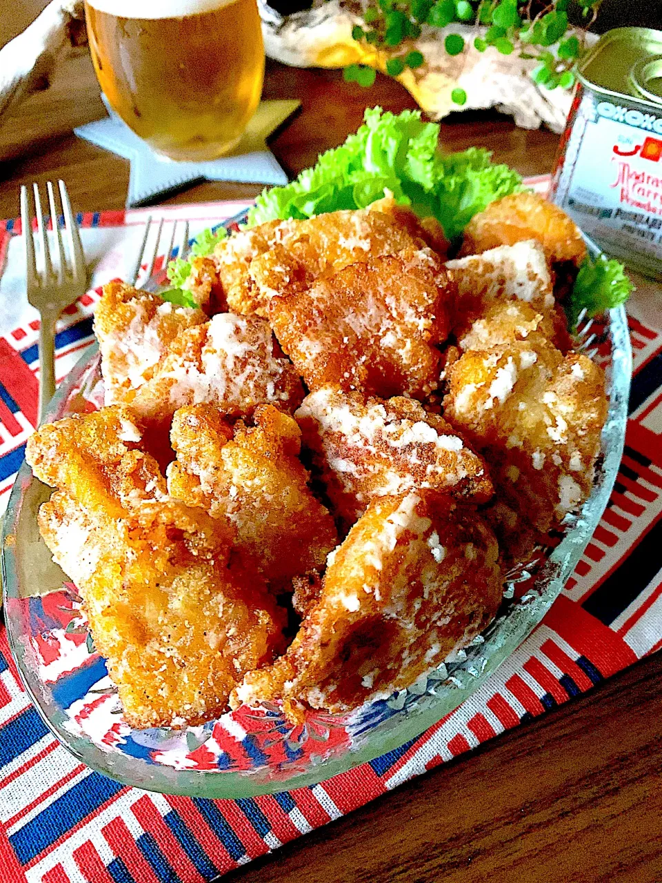 レシピ：ビールに最高‼️さっくりやわらか❤️スパイシーチキンタツタ|呑兵衛料理家 おねこさん