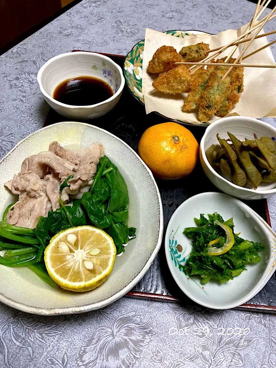 grandmaの晩ごはん☆串カツ(柿、モロッコ豆など)|kaoriさん