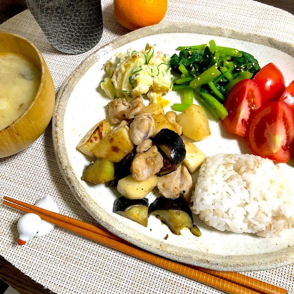 10/30晩ご飯：蕪・茄子・鶏ももの柚子胡椒炒め|ななみんさん