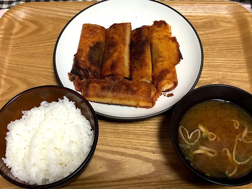 ☆ささみチーズ春巻き ☆わかめ味噌汁|まぁたんさん