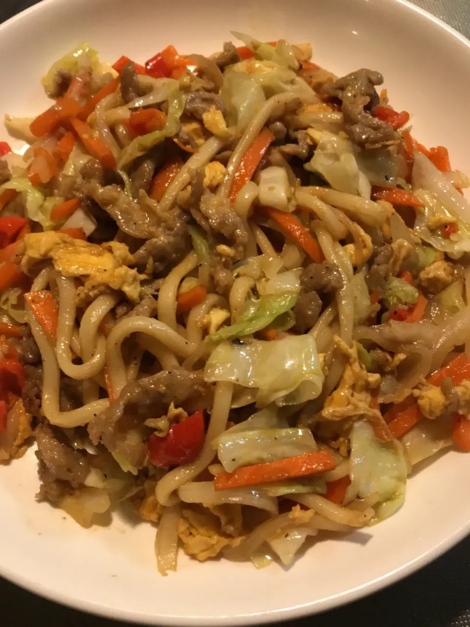 Snapdishの料理写真:野菜たっぷり焼うどん　醤油味が好き❣️|うまのしっぽさん