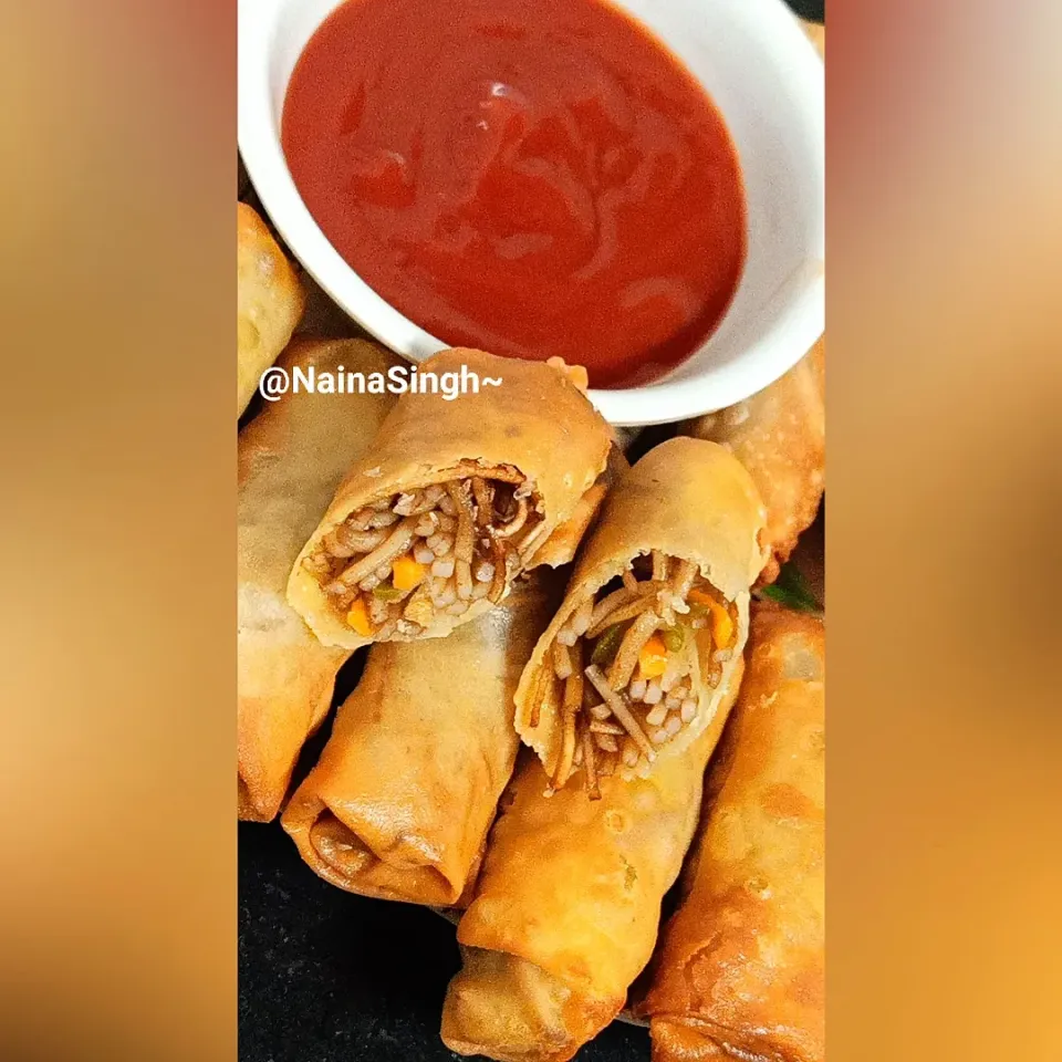 Noodles spring roll##Indianfood##|nainasinghさん