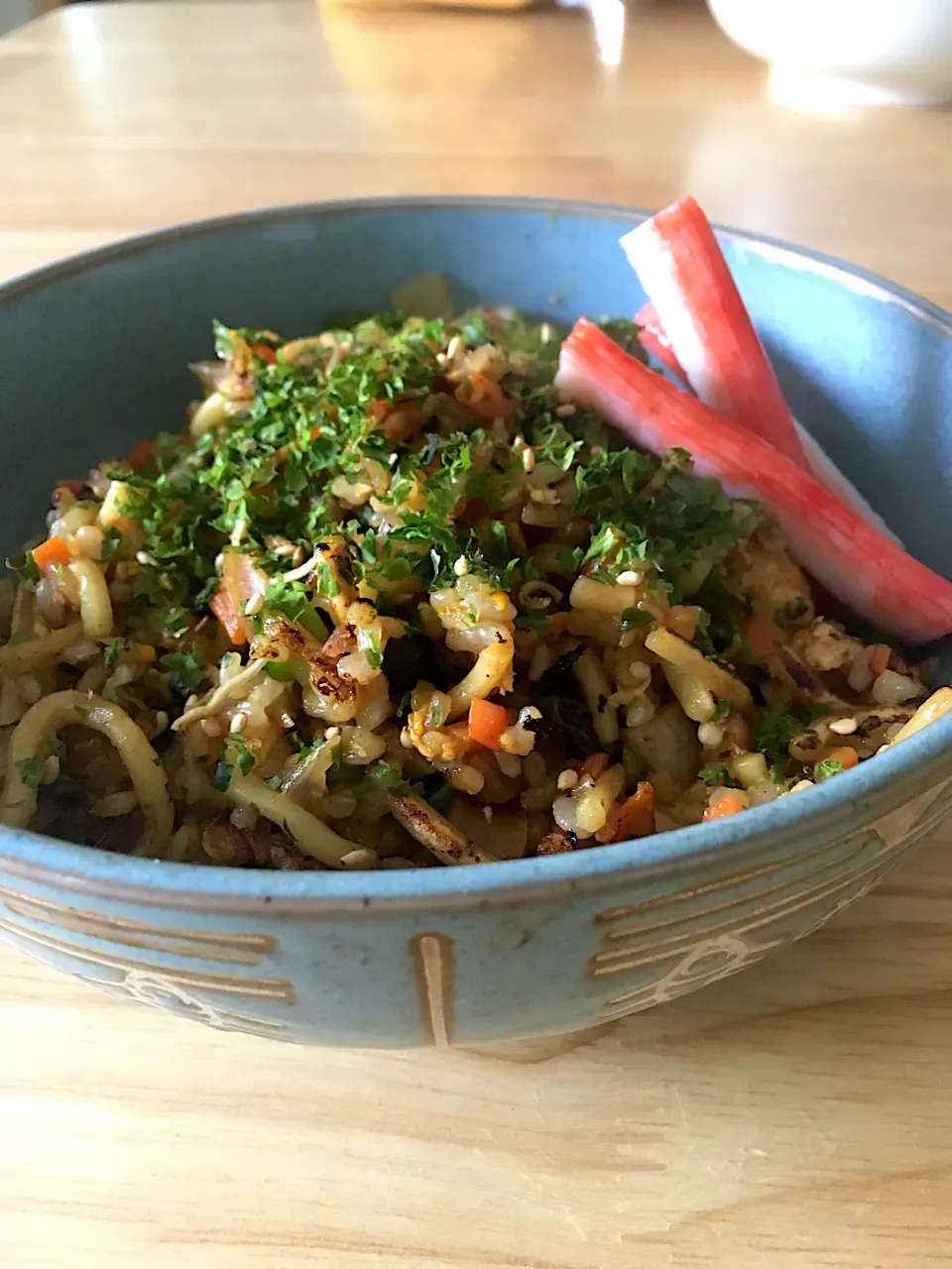 低糖質麺ともち麦でそば飯😋|さくたえさん