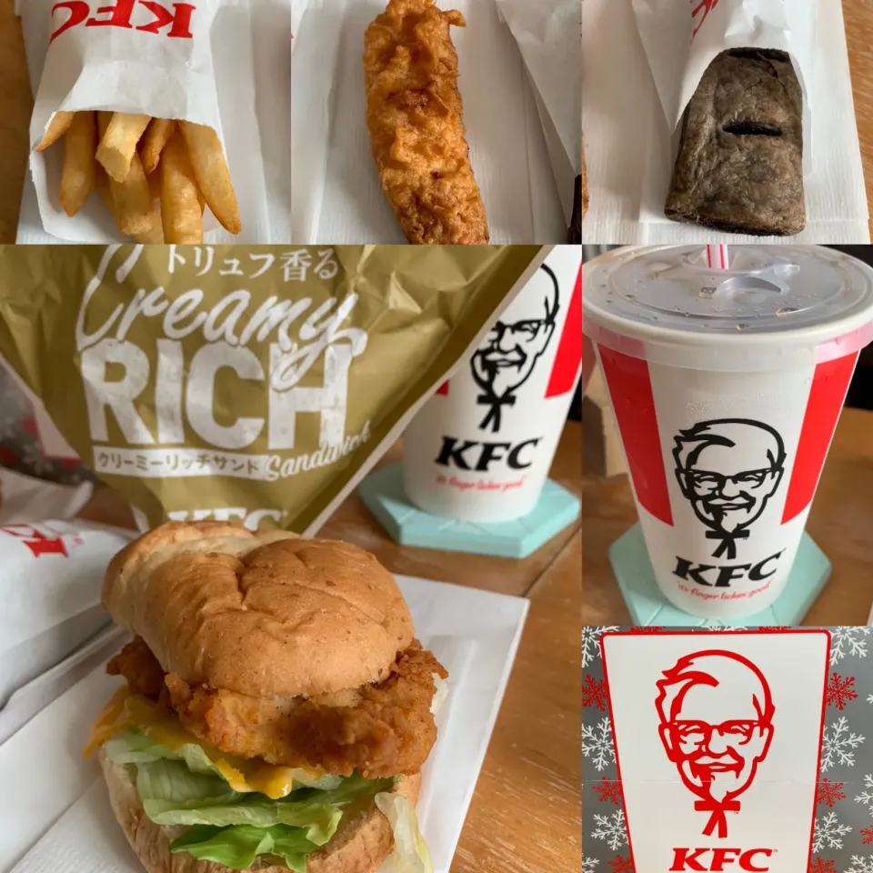 トリュフ香るクリーミーリッチサンド🍔　クリスピー🍗チョコパイ🍫ポテト🍟コーラ🥤|るみおんさん