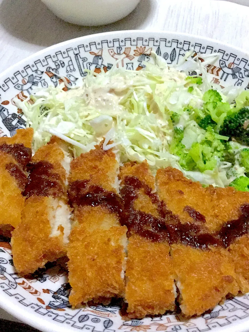 Snapdishの料理写真:トンカツ、ほうれん草の味噌汁|Ayaさん