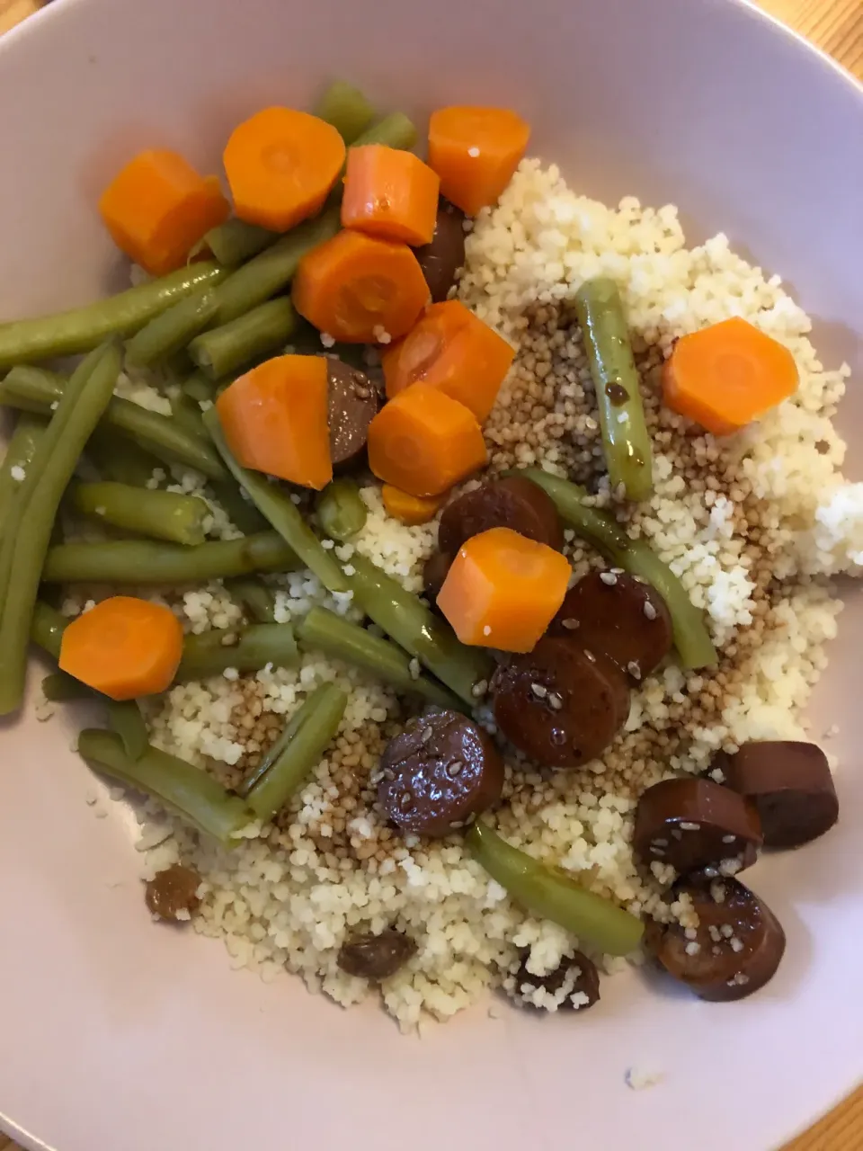 Couscous with veggies and vegan sausage|MissYumYumさん