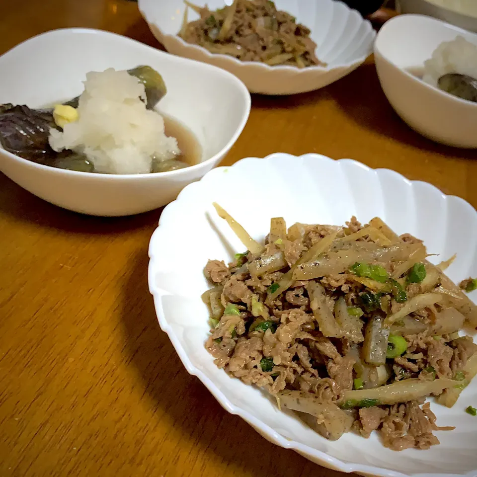 牛しぐれ煮と茄子の焼き浸し|matchさん