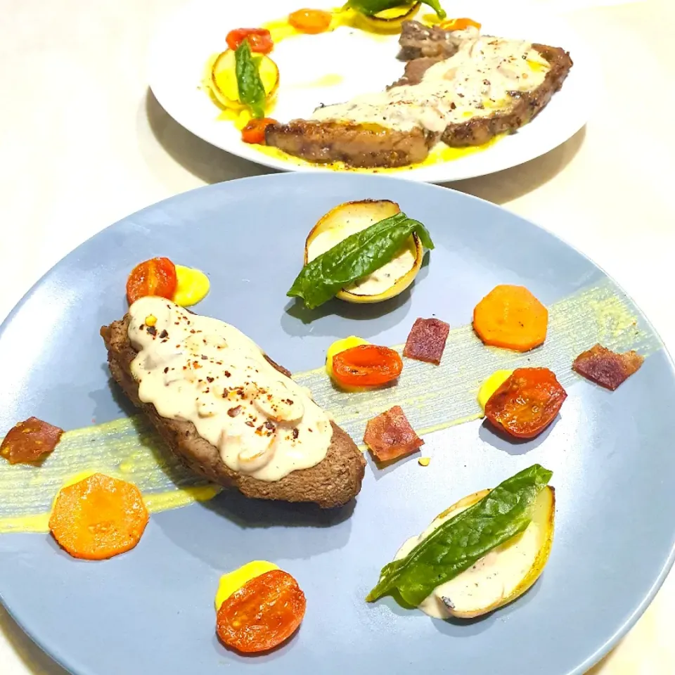 Steak with corn puree & truffle cream sauce|Jill Nyomanさん