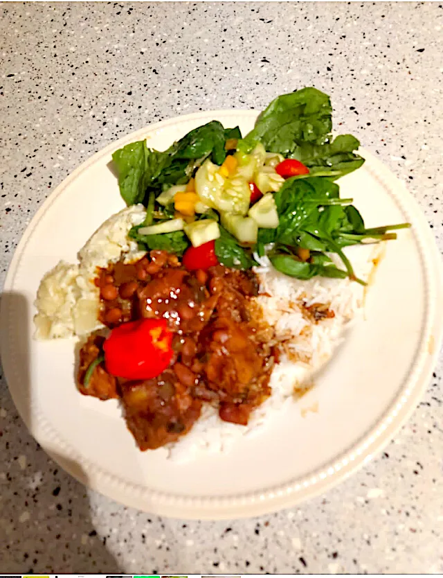 Rice pigeon peas and stewed chicken|Leona A Williamsさん