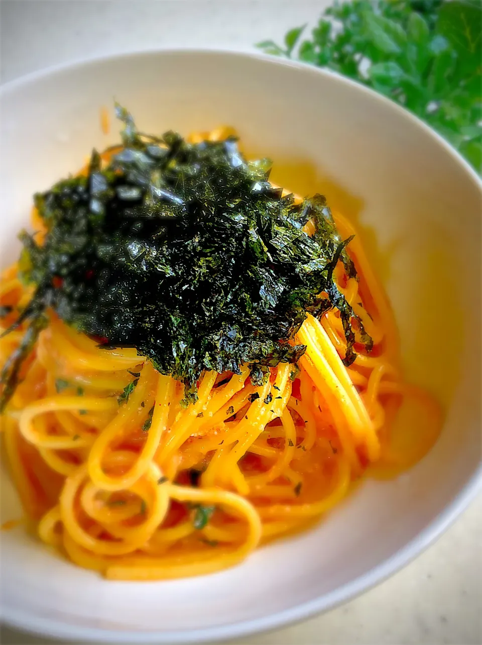 Snapdishの料理写真:明太マヨネーズパスタ🍝韓国海苔のっけ🇰🇷|みゆきさん