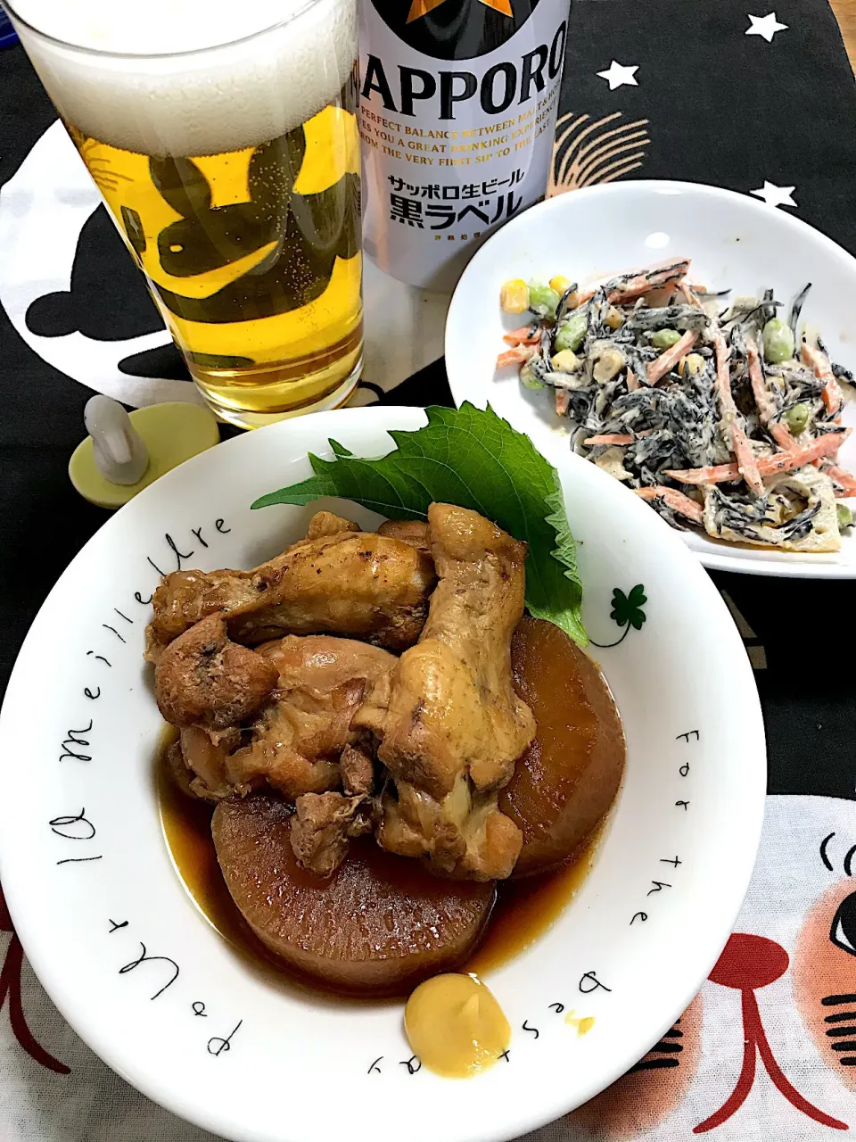 デリっぽいひじきのマヨサラダ×鶏手羽元のビール煮|morimi32さん