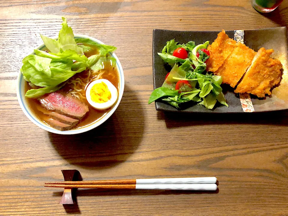 Snapdishの料理写真:ラーメンに鴨ロース入れてみた|MAYUさん