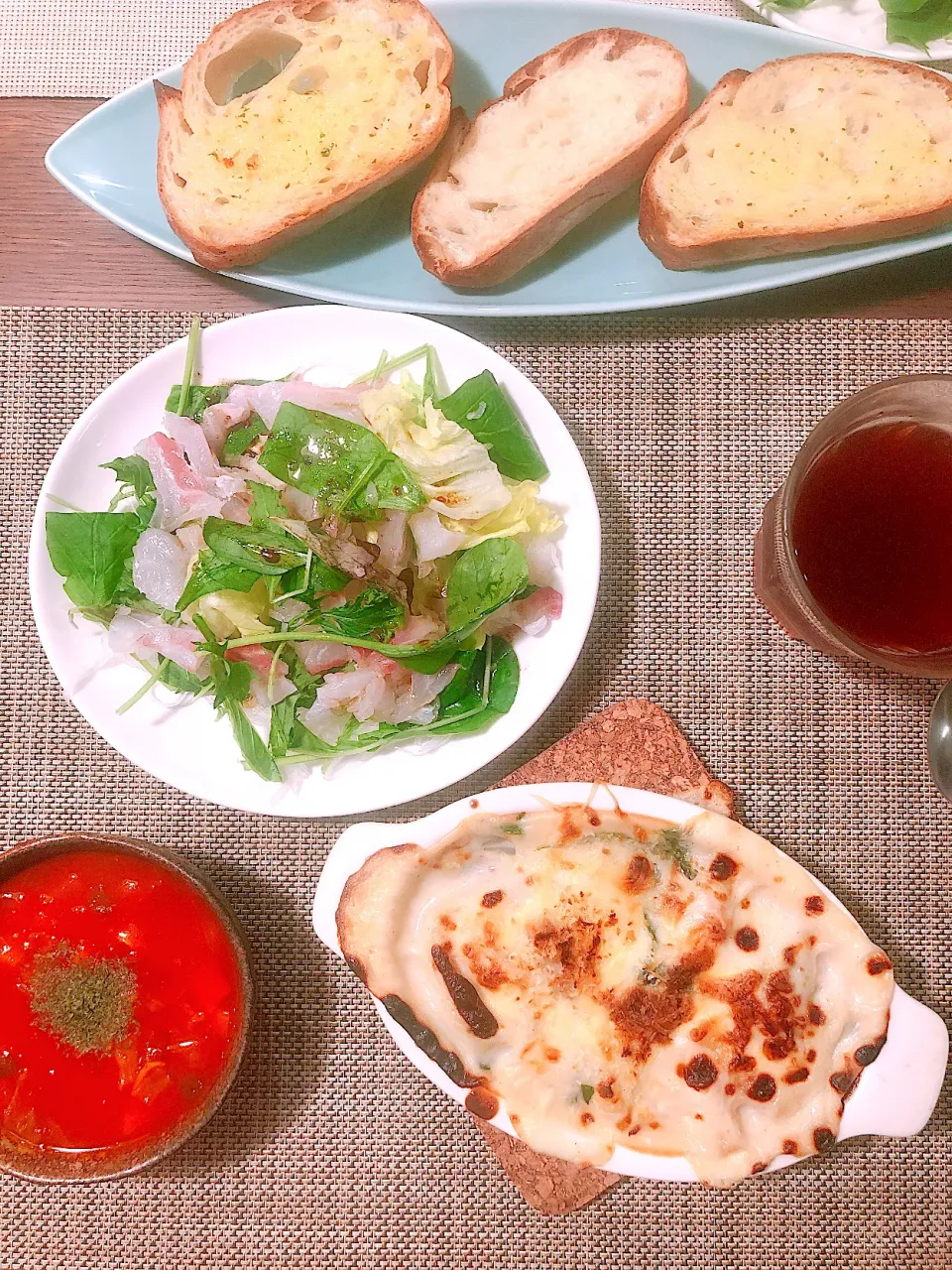 Macaroni gratin, Carpaccio and minestrone|taka-chanさん