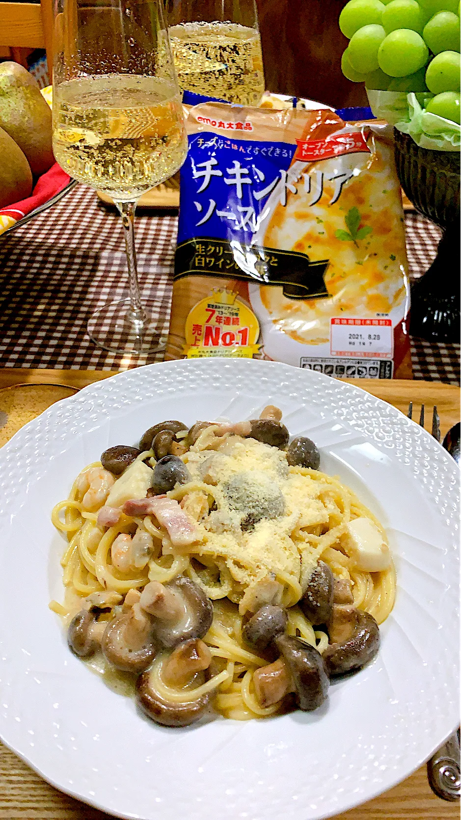 #クリーム系パスタ　#丸大チキンドリアソース　#簡単にレストランぽい味　|Blueberry🫐さん