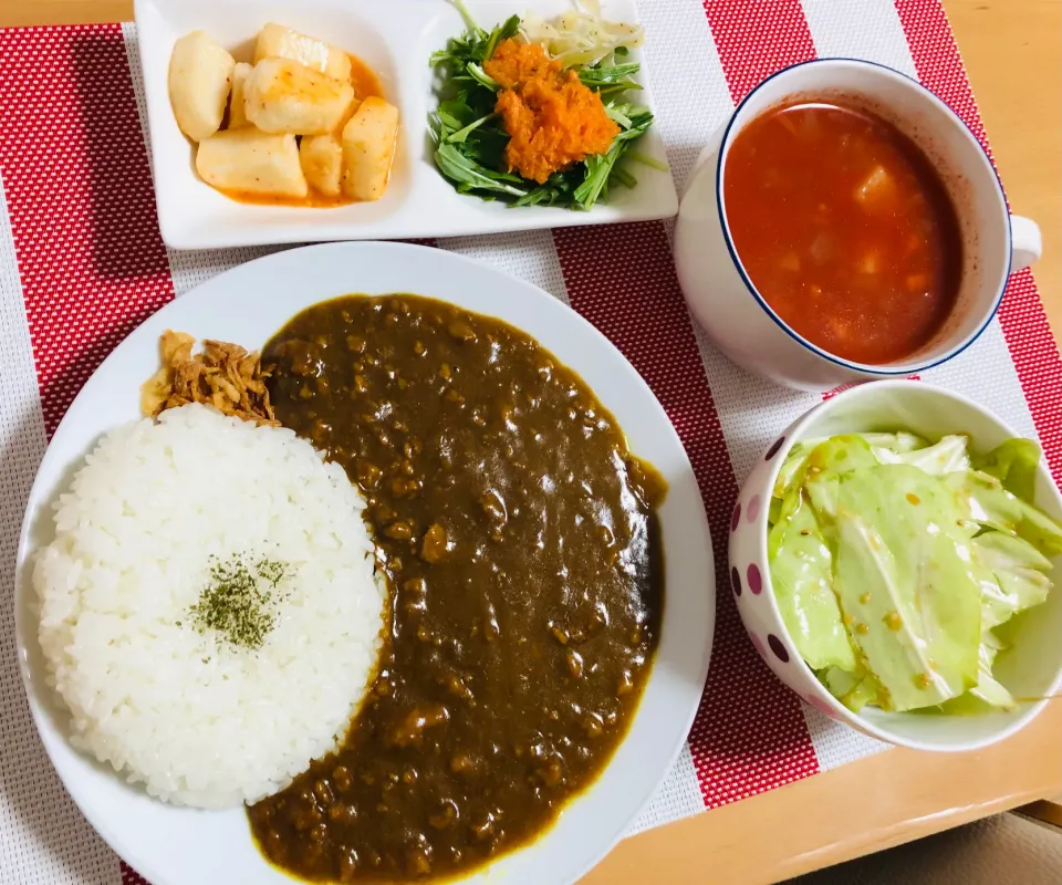 【野菜の日】キーマカレー　ミネストローネ|飛鳥さん