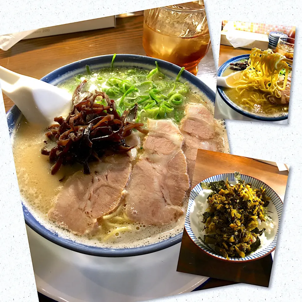 Snapdishの料理写真:ラーメンと高菜飯@しばらく(水天宮前)|yoooochanさん