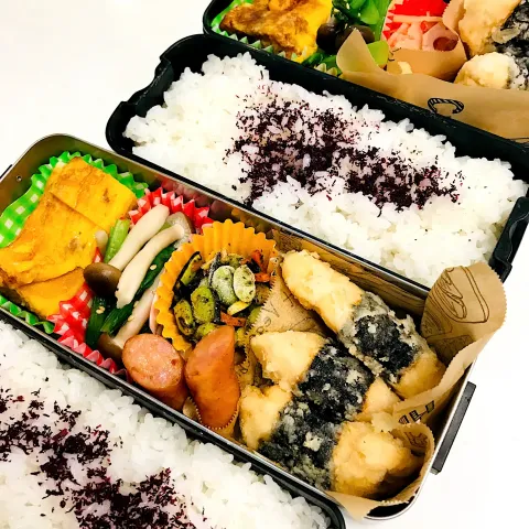 「ぶなしめじ」を使ってみたSnapdishの料理・レシピ写真:高校生長男と旦那さんのお弁当🍱