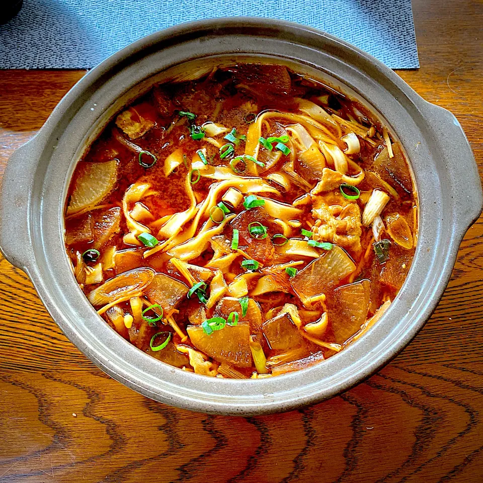 昨夜の大根ミルフィーユ鍋リメイクの味噌煮込みうどん|yakinasuさん