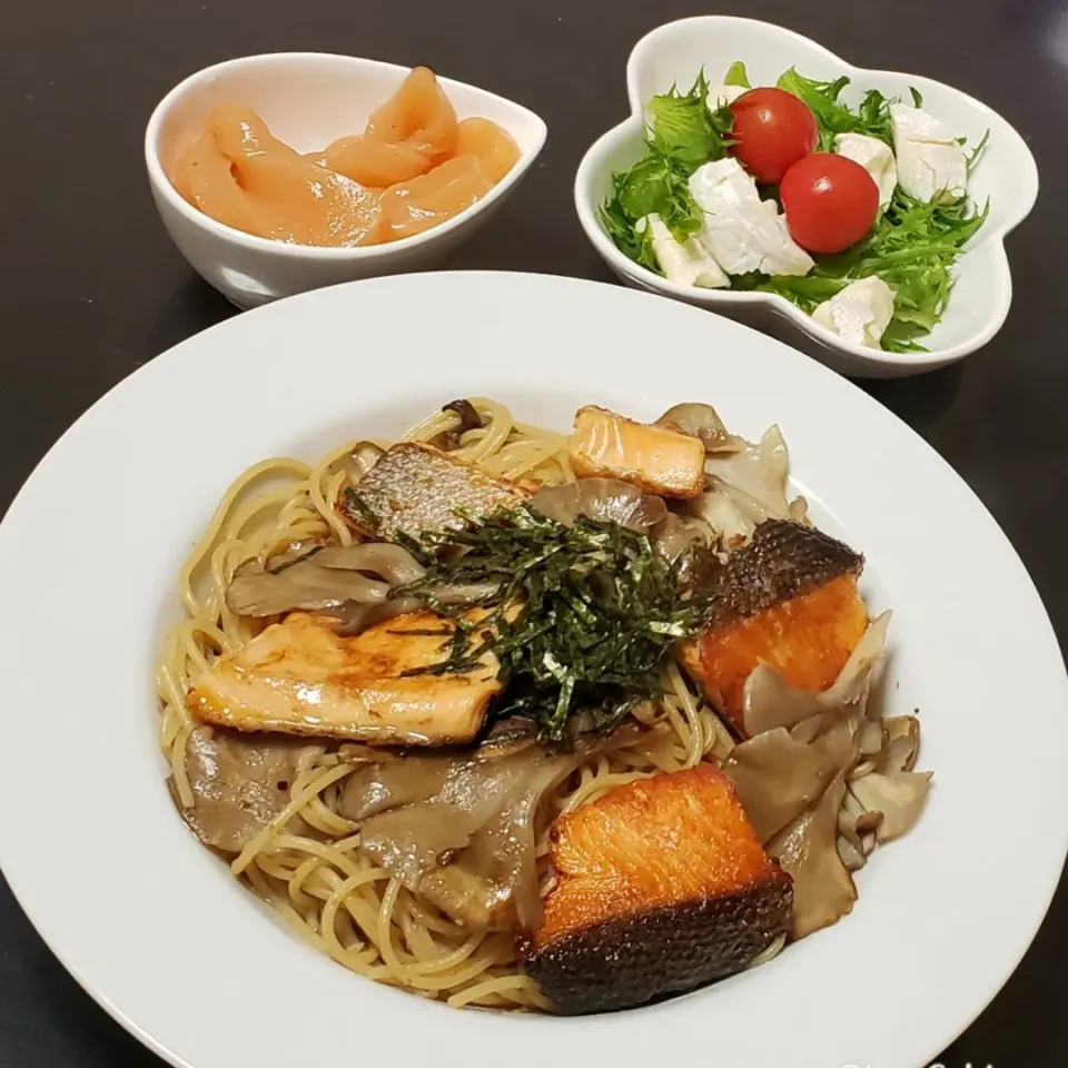 秋鮭と舞茸の和風パスタ(蒟蒻効果)|Yukiさん