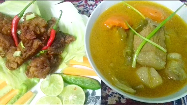 Pork Veg soup & Pork Fried|Binita Thapaさん