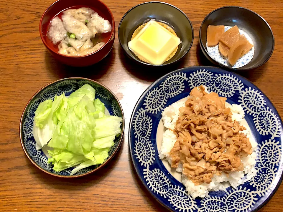 Snapdishの料理写真:豚丼🥬今日のの夕食🥚20201106|rococoさん