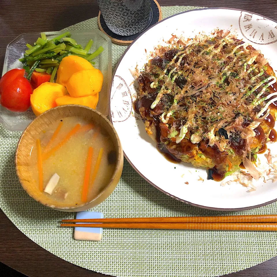 11/6晩ご飯：ツナキムチオートミールお好み焼き|ななみんさん