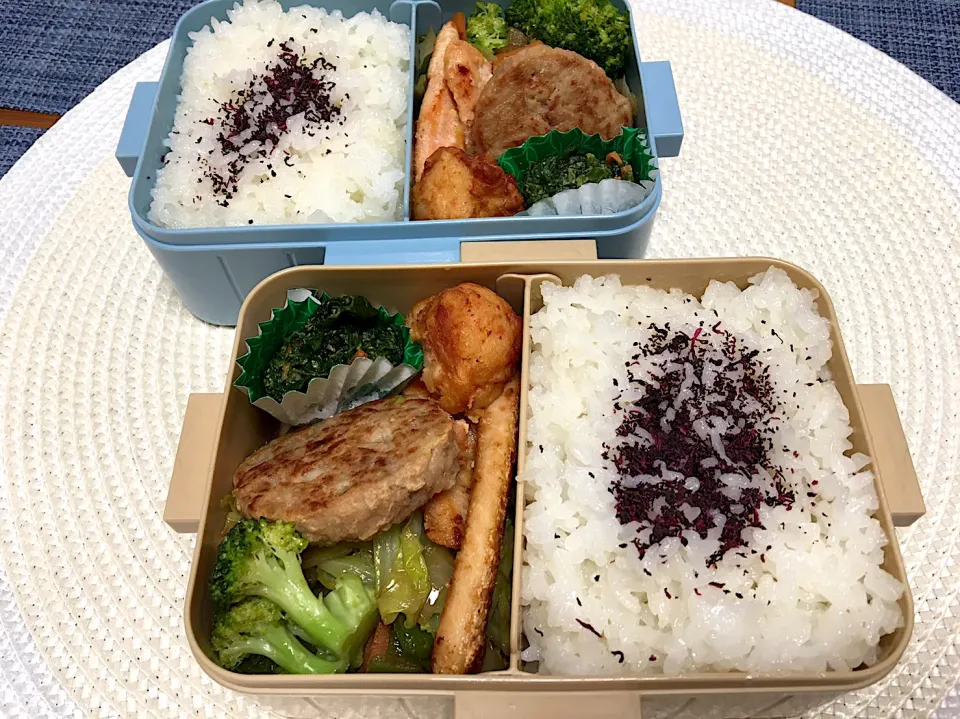 Snapdishの料理写真:11/6 鮭バター炒めも　ハンバも冷食も詰めて　行ってらっしゃい弁当|Mzkさん