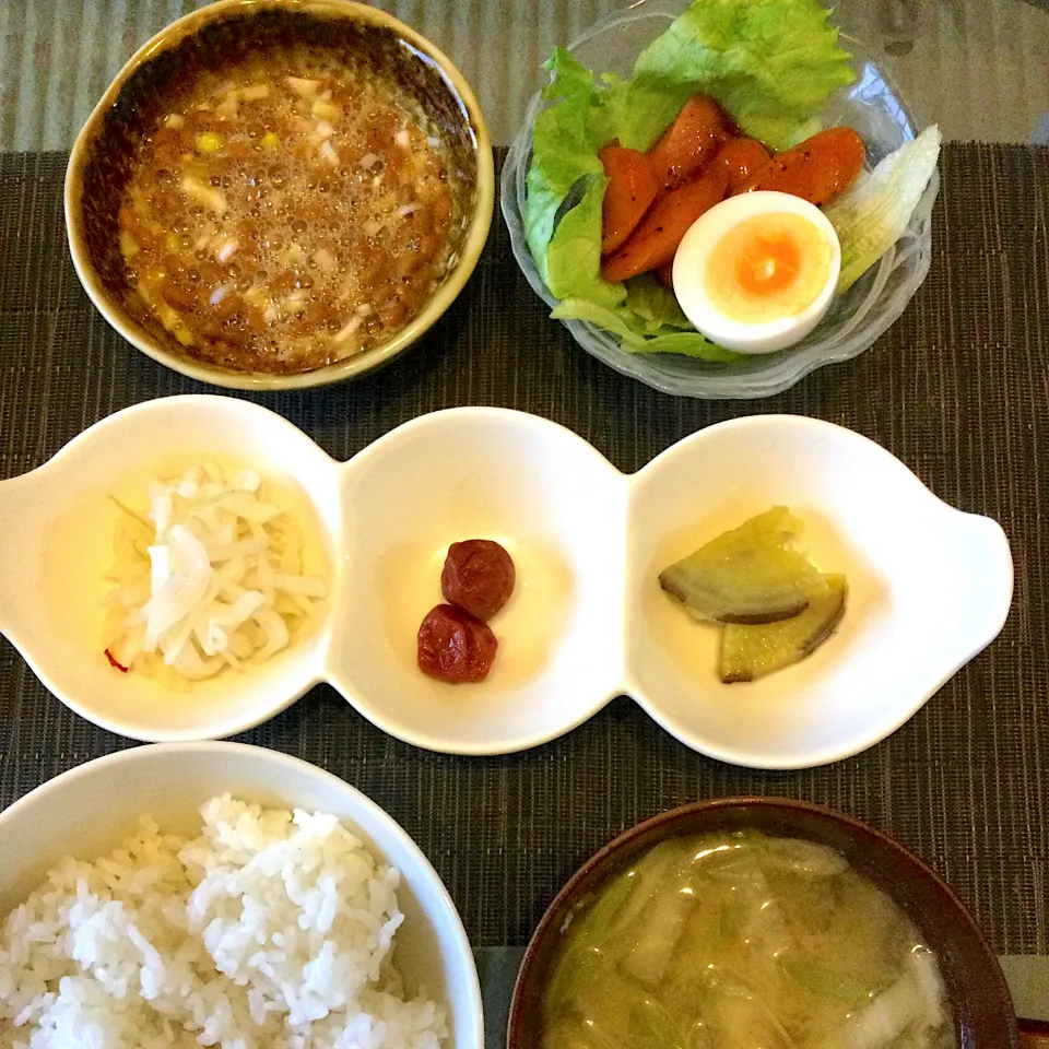 2020年11月７日　男前美容師の手作り朝ごはん　納豆ご飯∠( `°∀°)／|Booパパさん