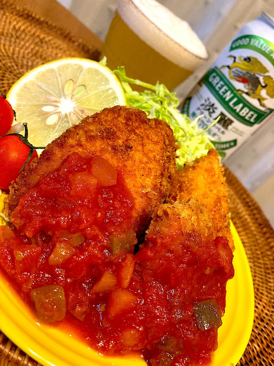 鶏胸肉カツのトマトソース🍅😋🍻💕✨|アイさん