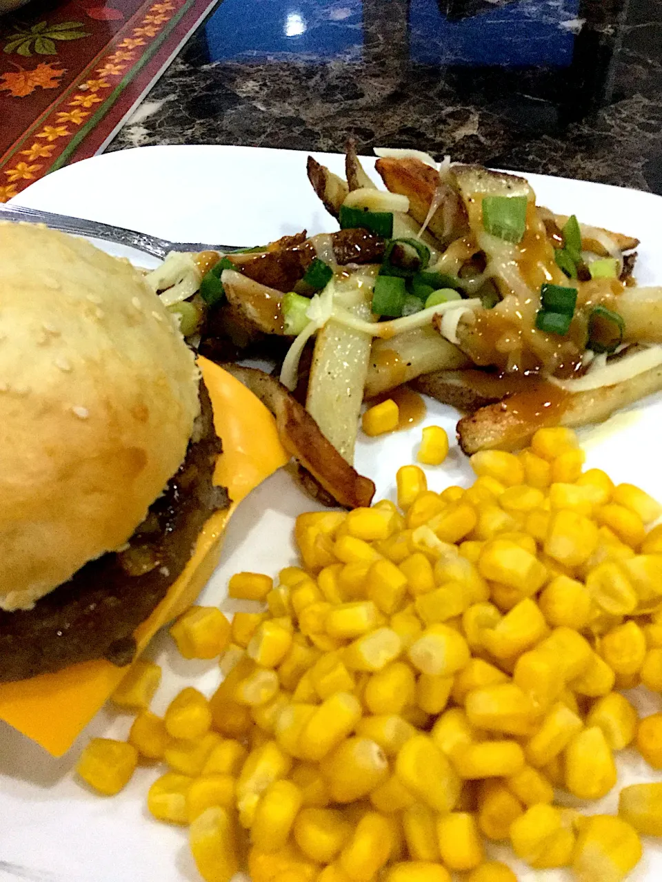 Burgers and poutine with corn|ninja kittyさん