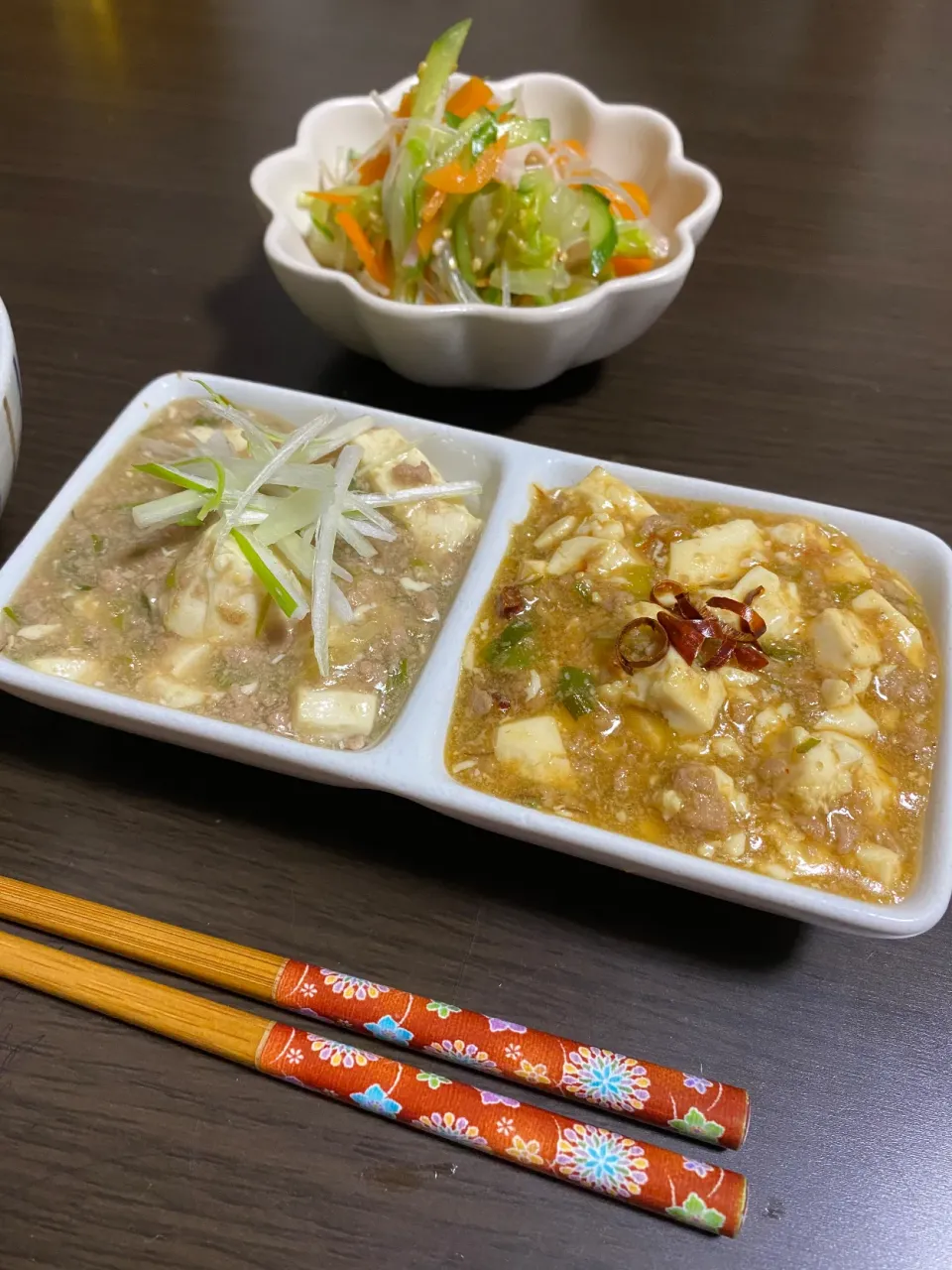 2種の麻婆と野菜たっぷり中華春雨サラダ|ちぐあささん