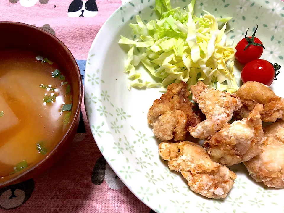 鶏ももの唐揚げ&大根のお味噌汁|ころりんさん