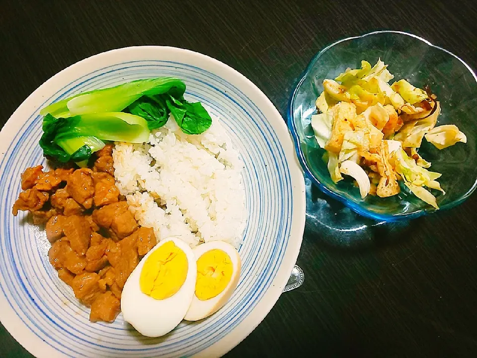 魯肉飯、キャベツと油揚げのサラダ|サトリさん