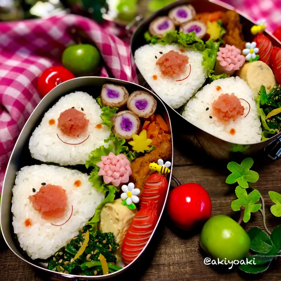 ほのぼのさん明太子おにぎり弁当|Akiyoෆ¨̮⑅さん