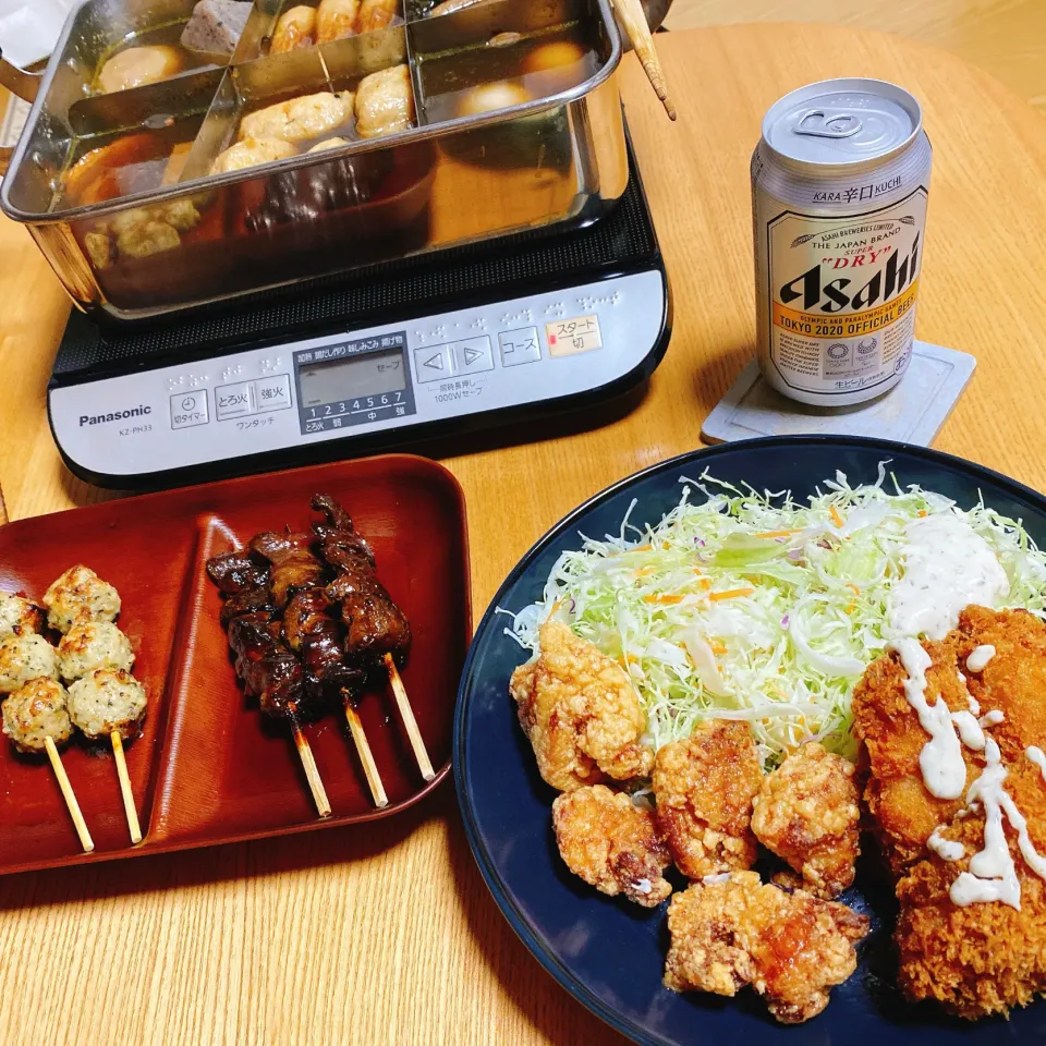 おでん🍢
‪‪唐揚げ、牡蠣フライ
‪‪レバー串、塩つくね串|naoさん