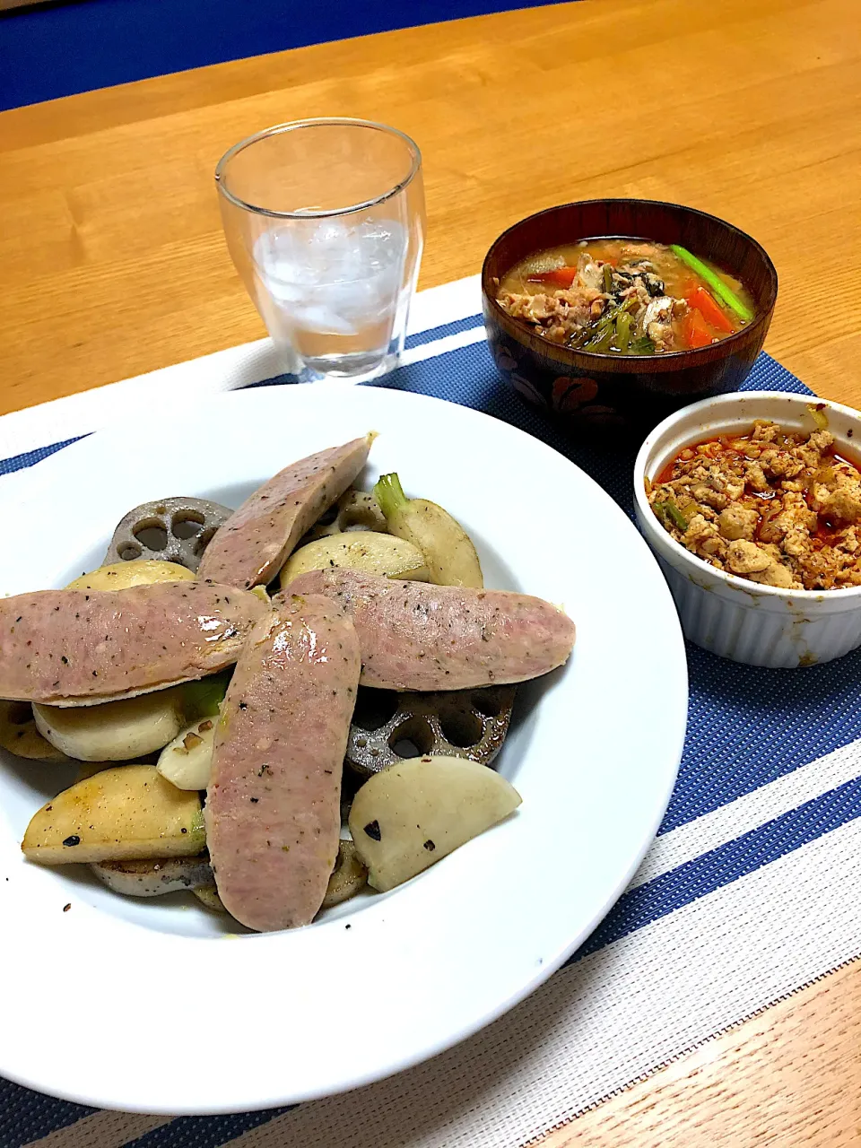 蓮根とカブのロースト、虹鱒のあら汁、麻婆豆腐|小次郎さん