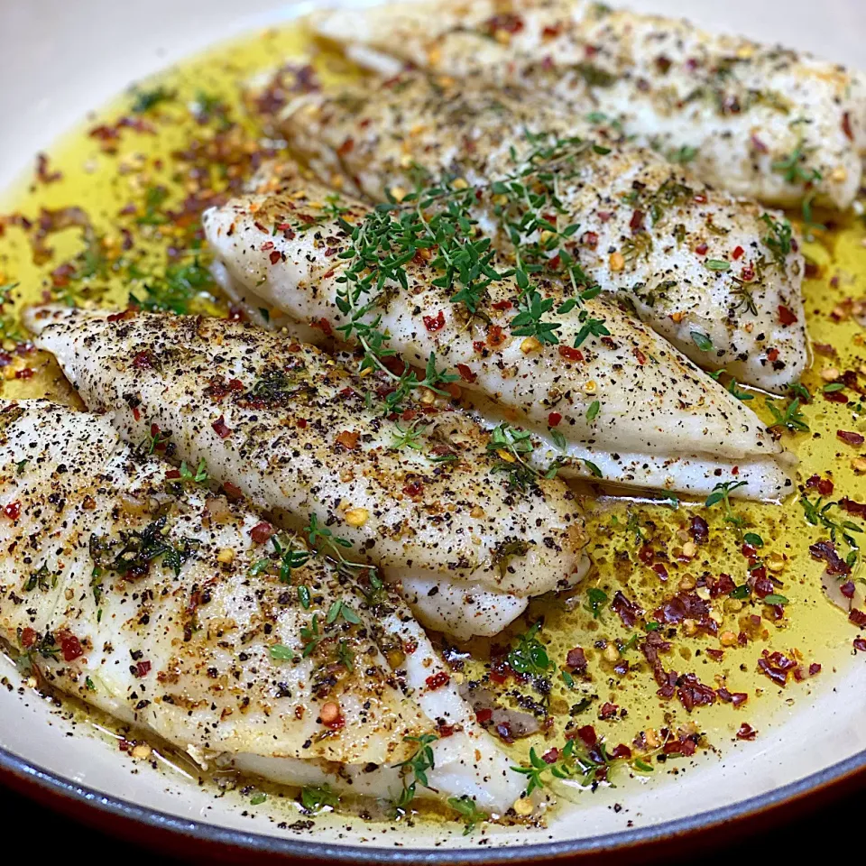 Pan fried fish, herb infused lemon butter sauce|12Dragonさん