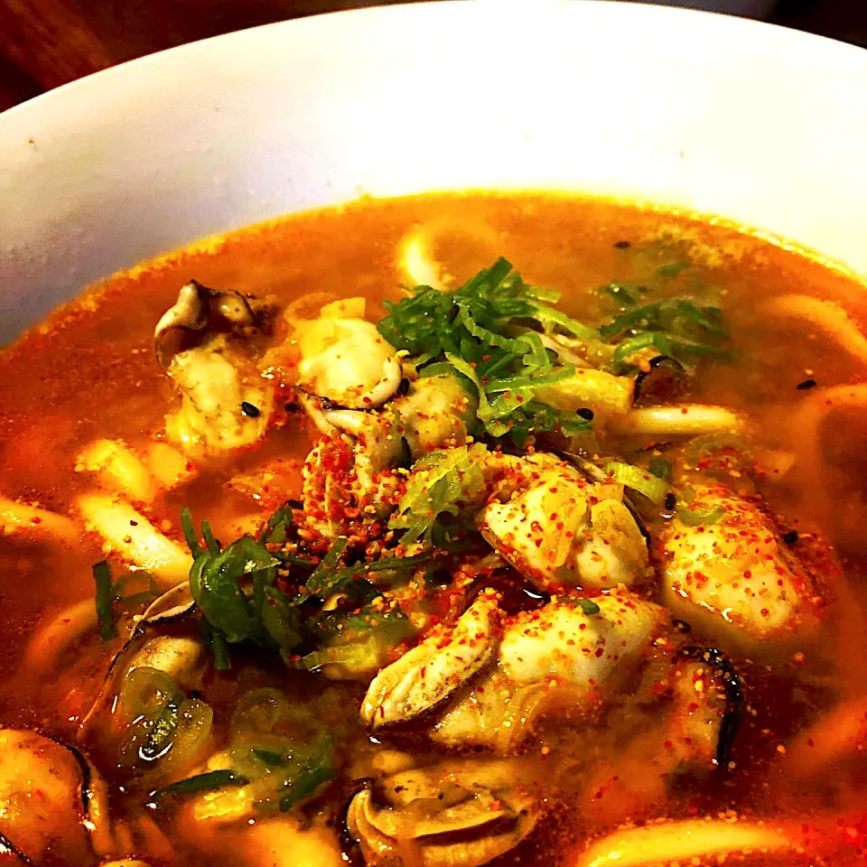 Aphrodisiac of Udon with Fresh Oysters 🦪 Seafood Lemon stock 
#oyster #udon #noodles #stocksoup. #soup #chefemanuel #lunch|Emanuel Hayashiさん