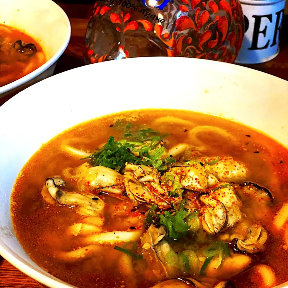 Snapdishの料理写真:Aphrodisiac of Udon with Fresh Oysters 🦪 Seafood Lemon stock 
#oyster #udon #noodles #stocksoup. #soup #chefemanuel #lunch|Emanuel Hayashiさん