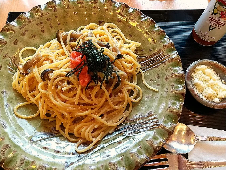 ☆今日の晩ごはん☆　明太子ときのこスパゲッティ|hamamaさん